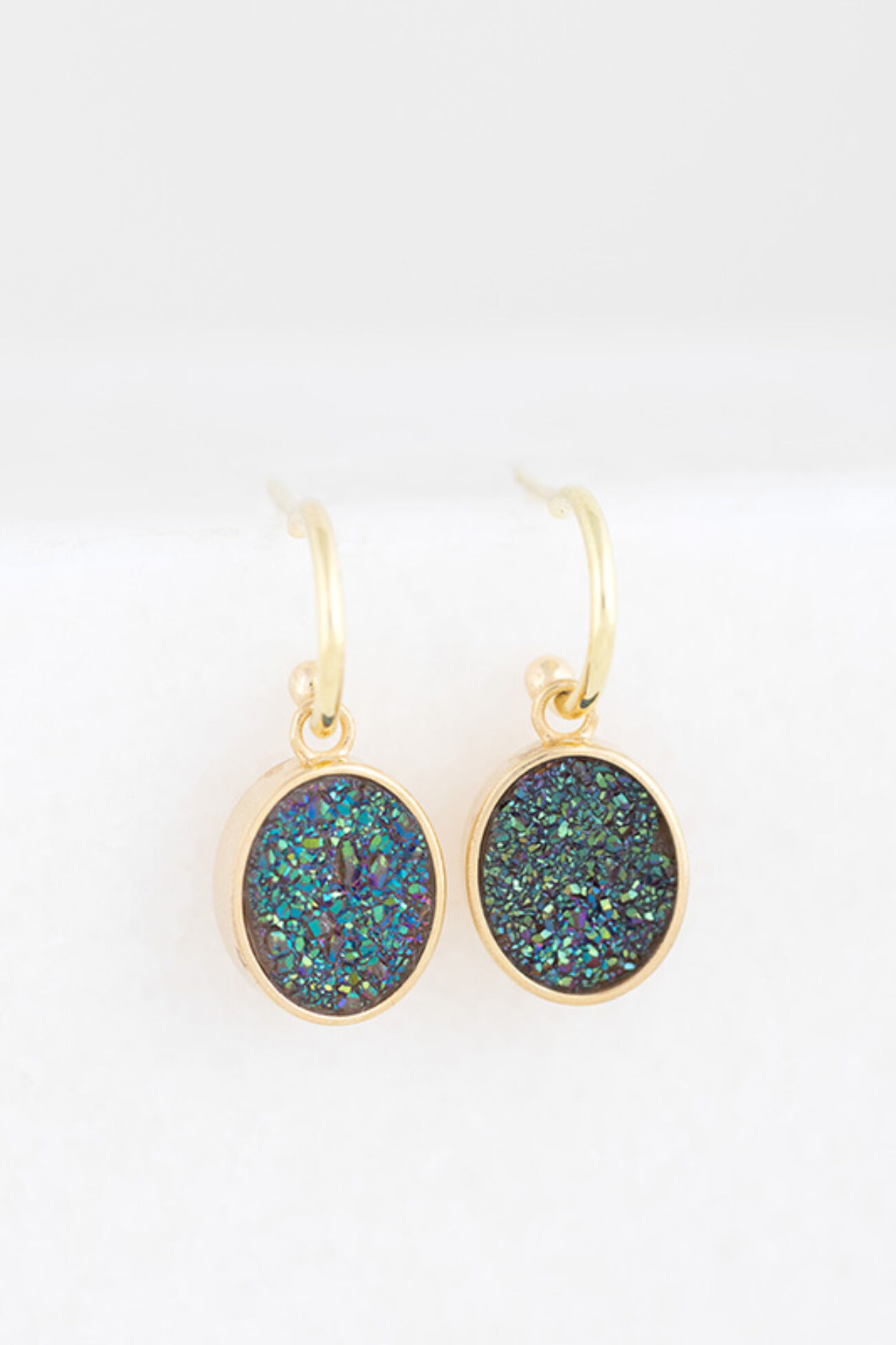 Elisa lee limited exclusive oval cut geode creoles 18K yellow gold