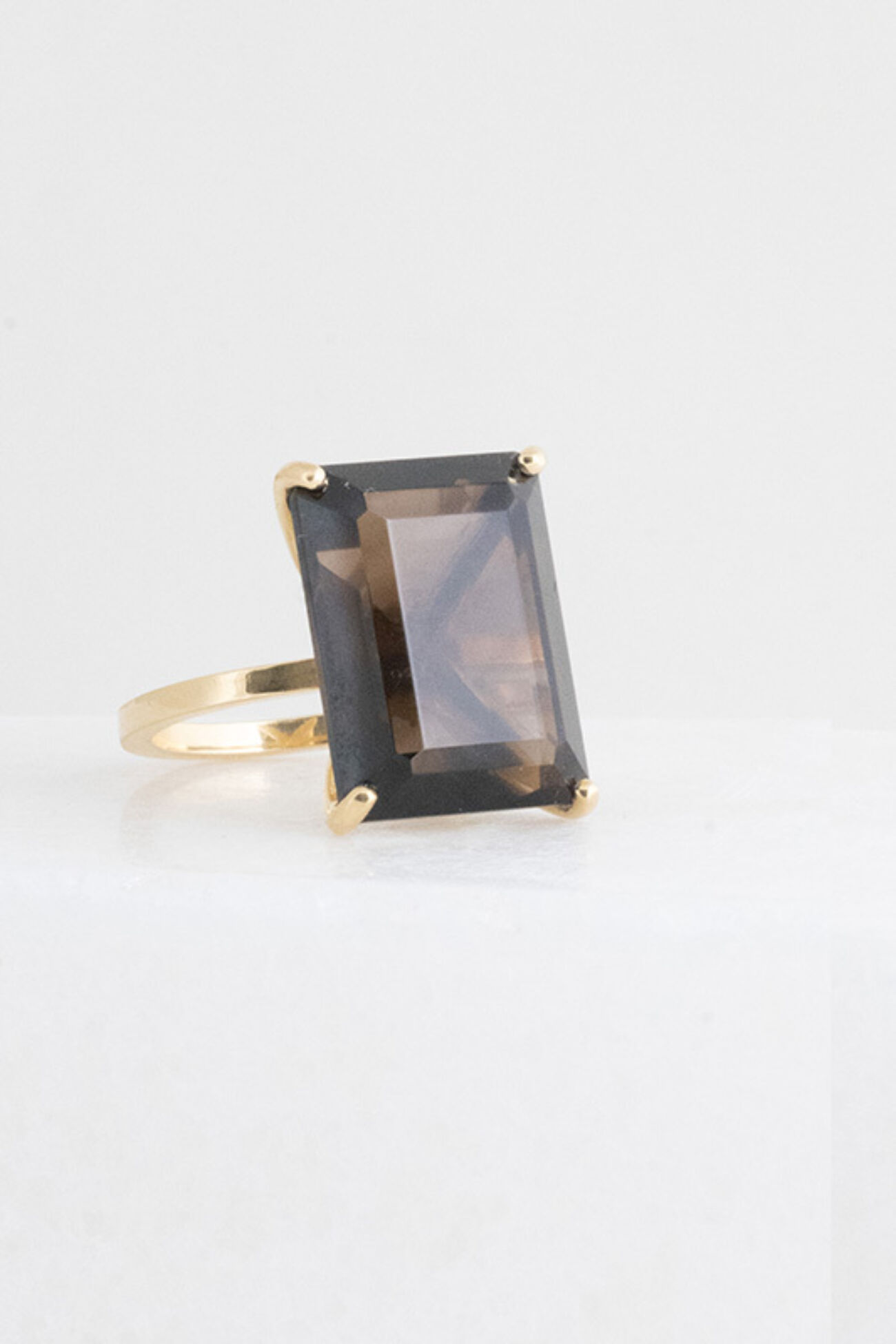 Elisa lee limited Exclusieve emerald cut met rookkwarts ring 3