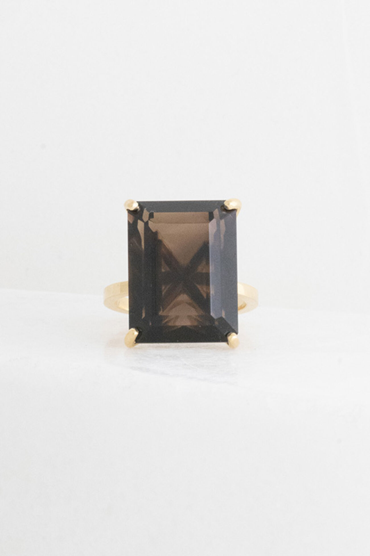 Elisa lee limited Exclusieve emerald cut met rookkwarts ring 4