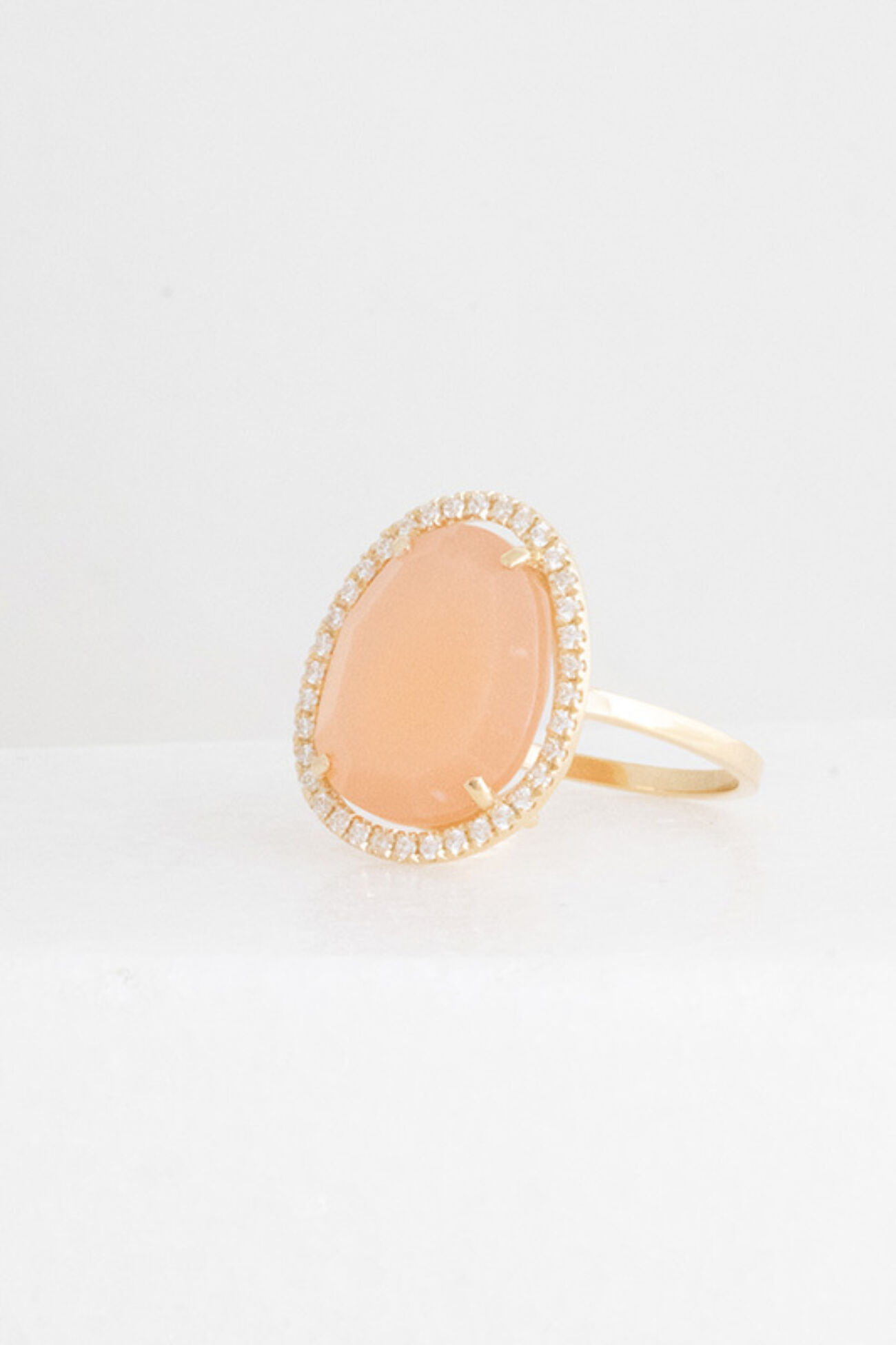 Elisa lee limited Exclusieve roze maansteen met organische halo ring 2