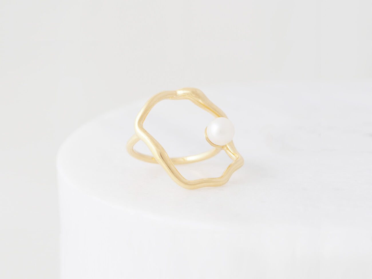 elisa lee aqua ring met parel 18K geel goud