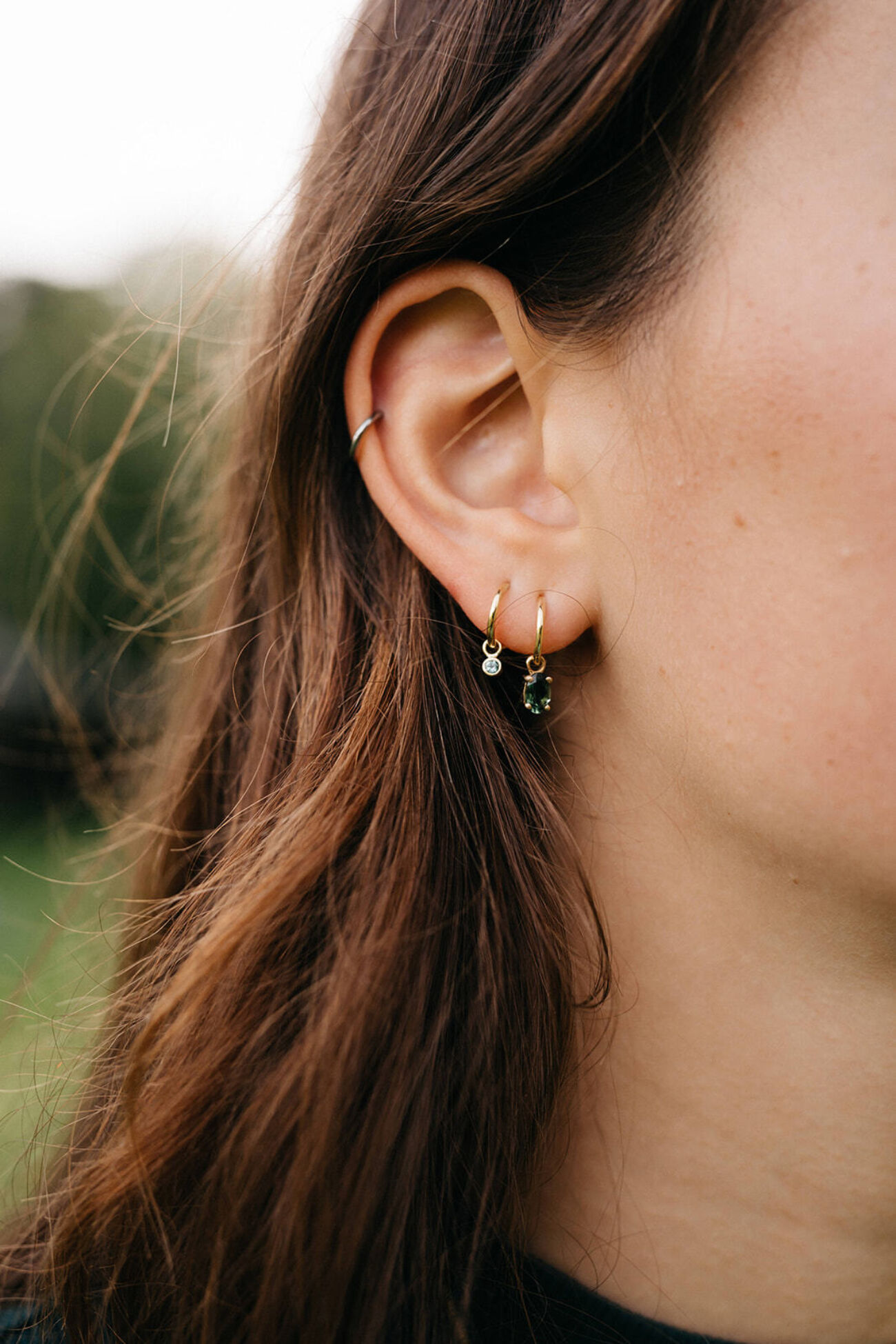 elisa lee birthstone creool 18K yellow gold earring