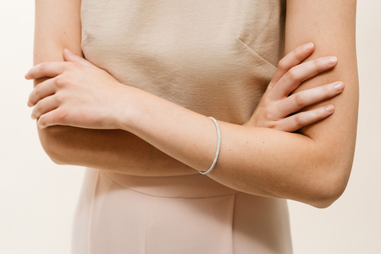 Round armband diamanté rodium