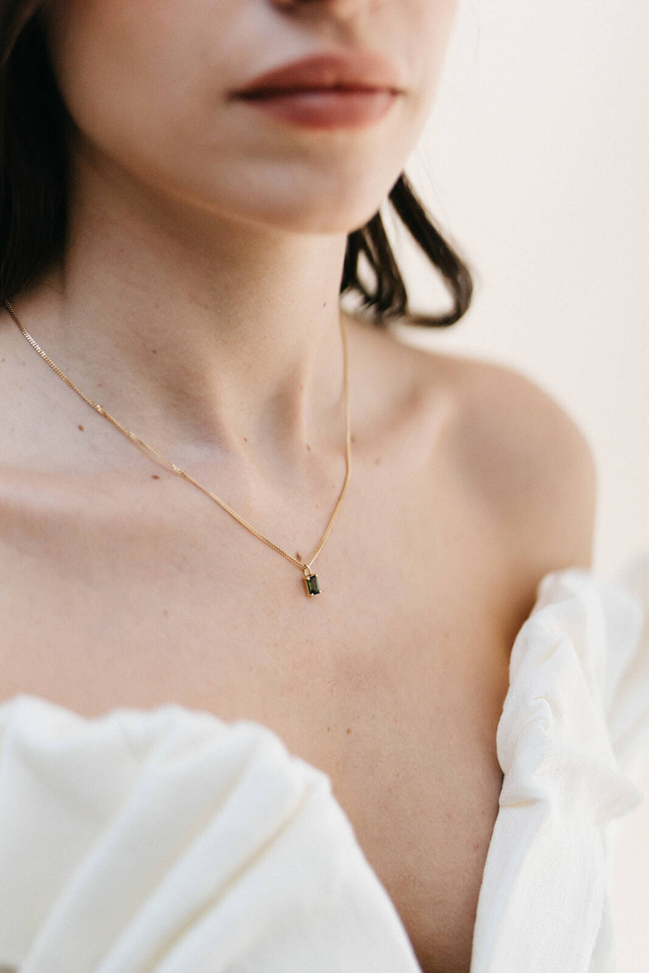 elisa lee emerald cut toermalijn halssnoer 18K goud