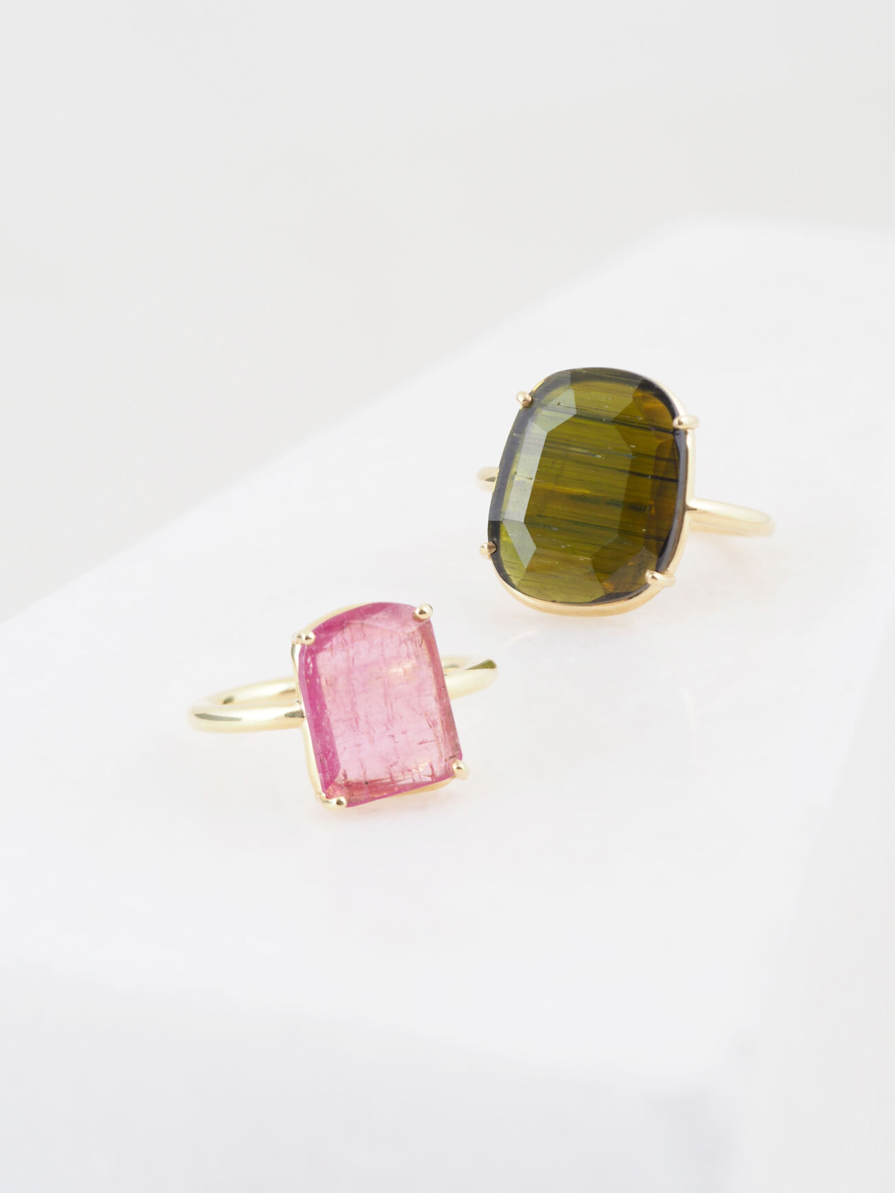 Elisalee lux limited roze groene toermalijn ring zonder halo