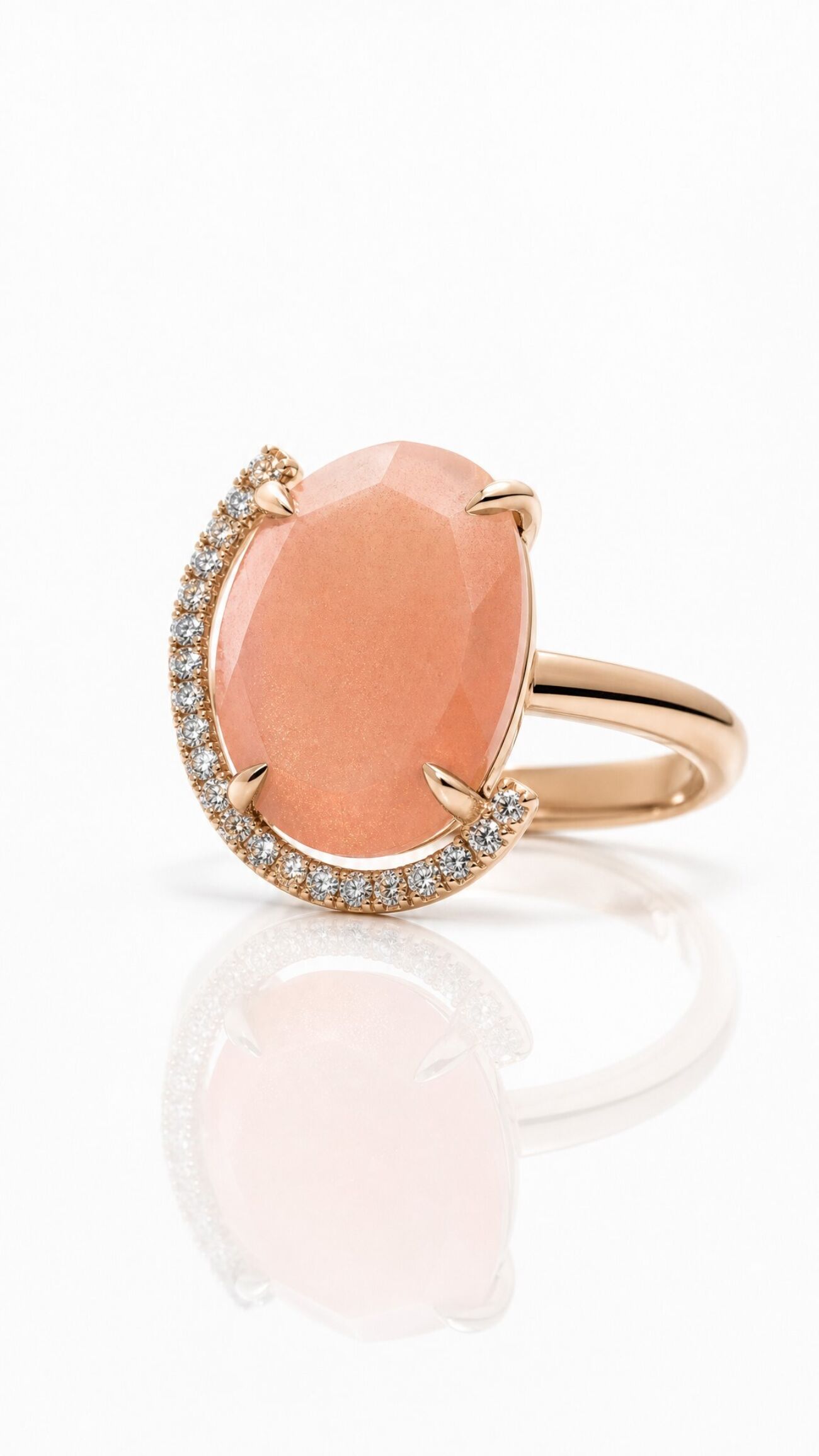 Elisalee galaxy nieuwe roze maansteen halo ring
