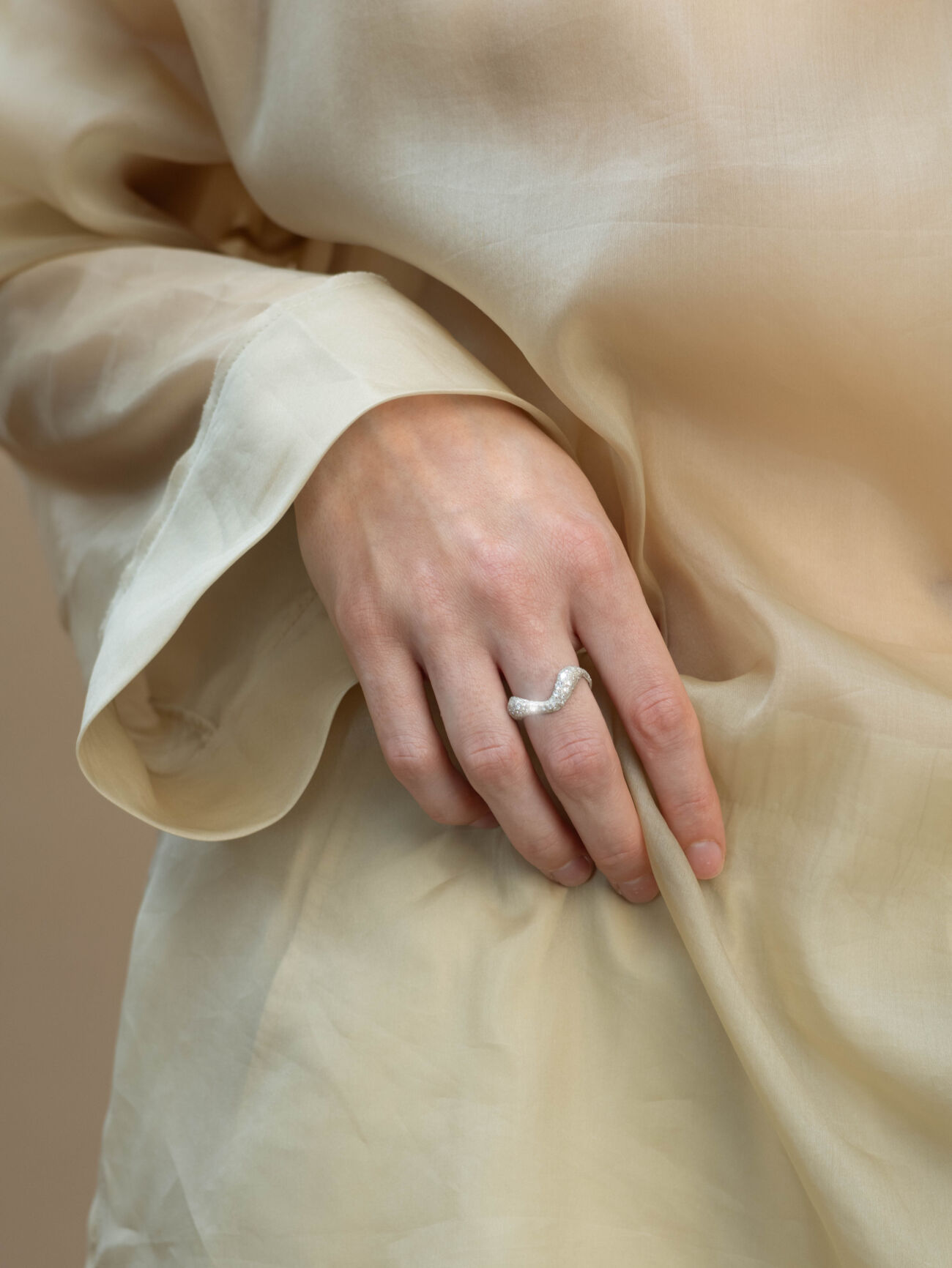 Elisa lee fluid flux ring with diamonds ring