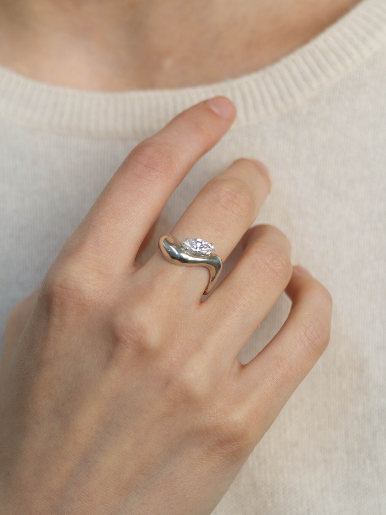 Elisa lee flux fluid marquise ring