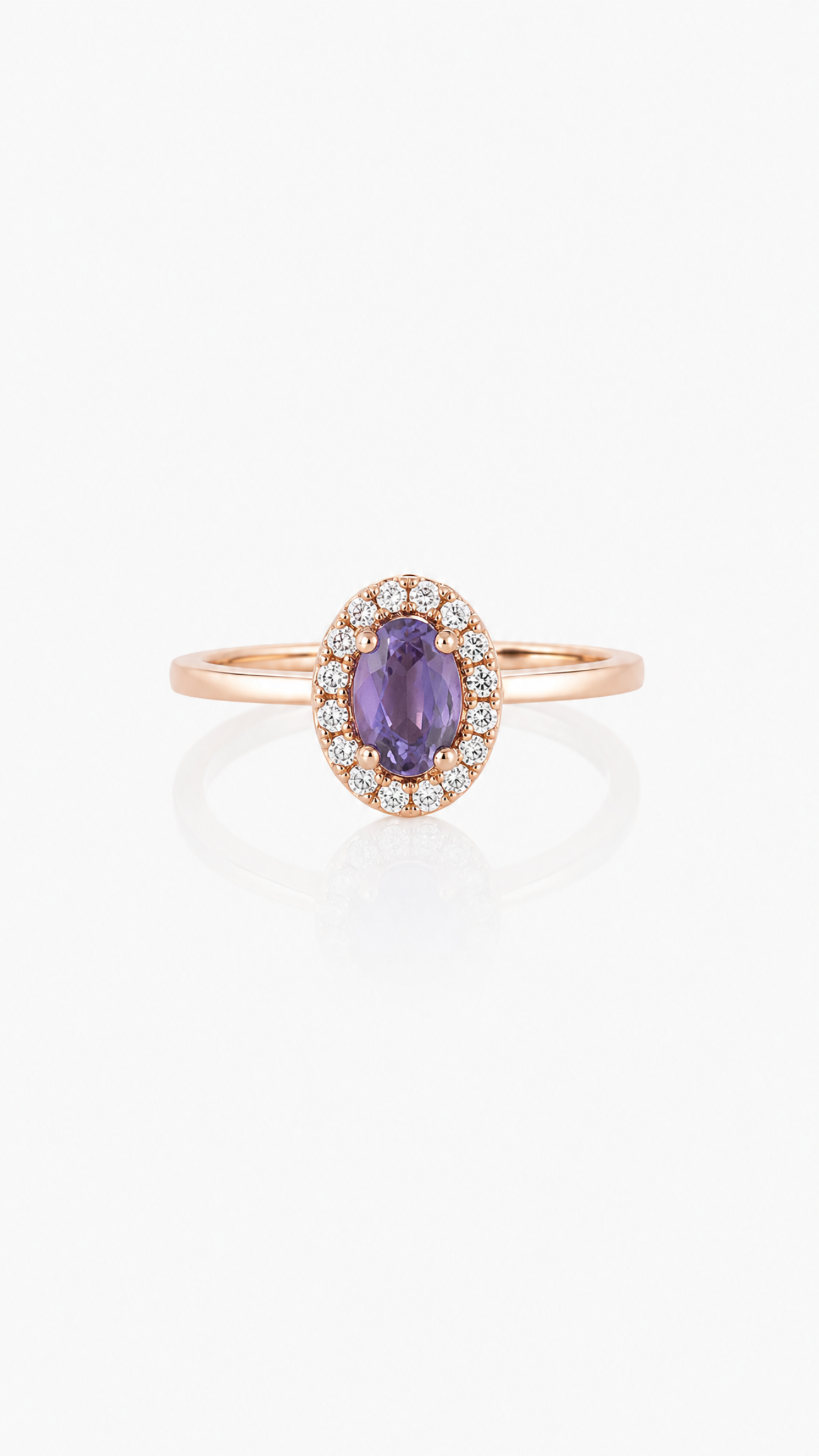 Elisalee lux oval paarse saffier halo