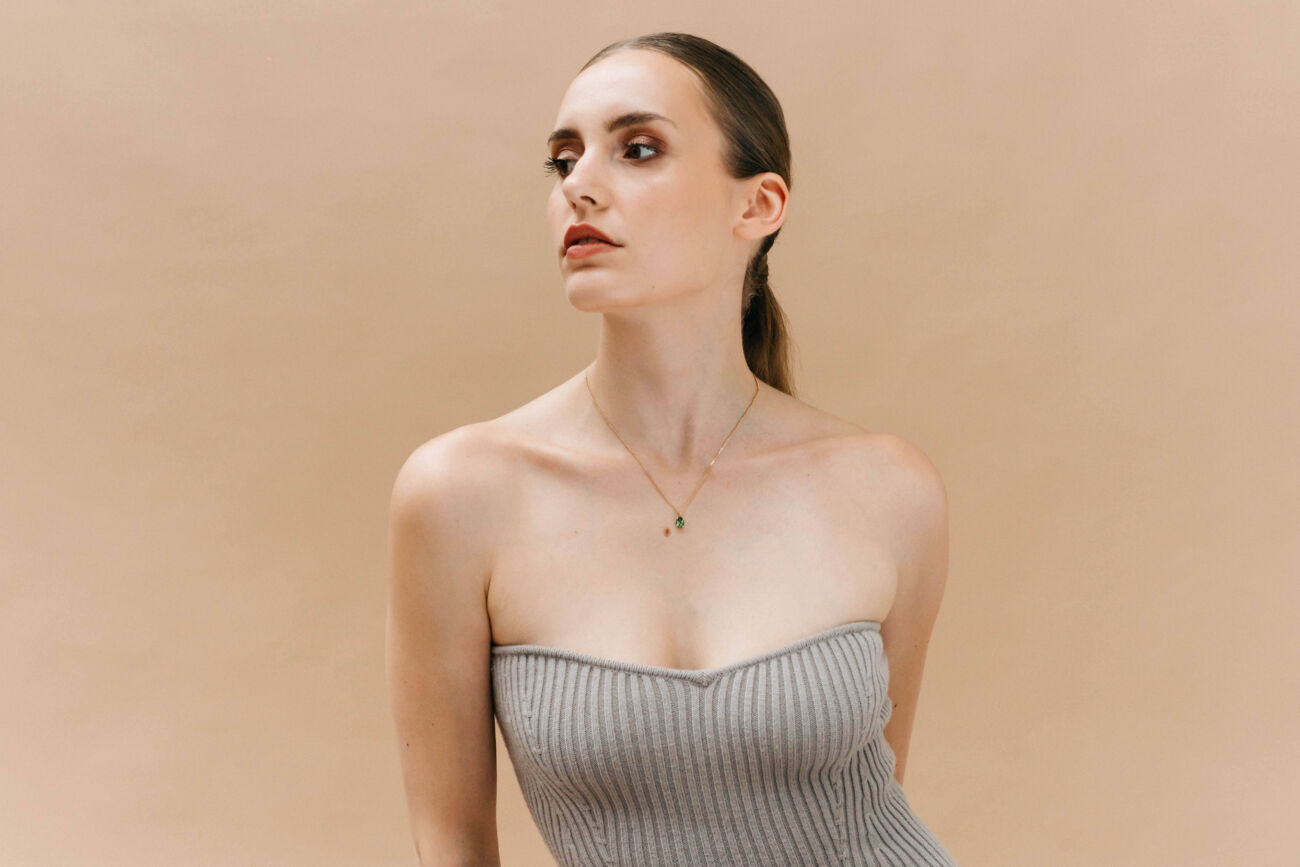 elisa lee oval lux toermalijn halssnoer 18K geel goud