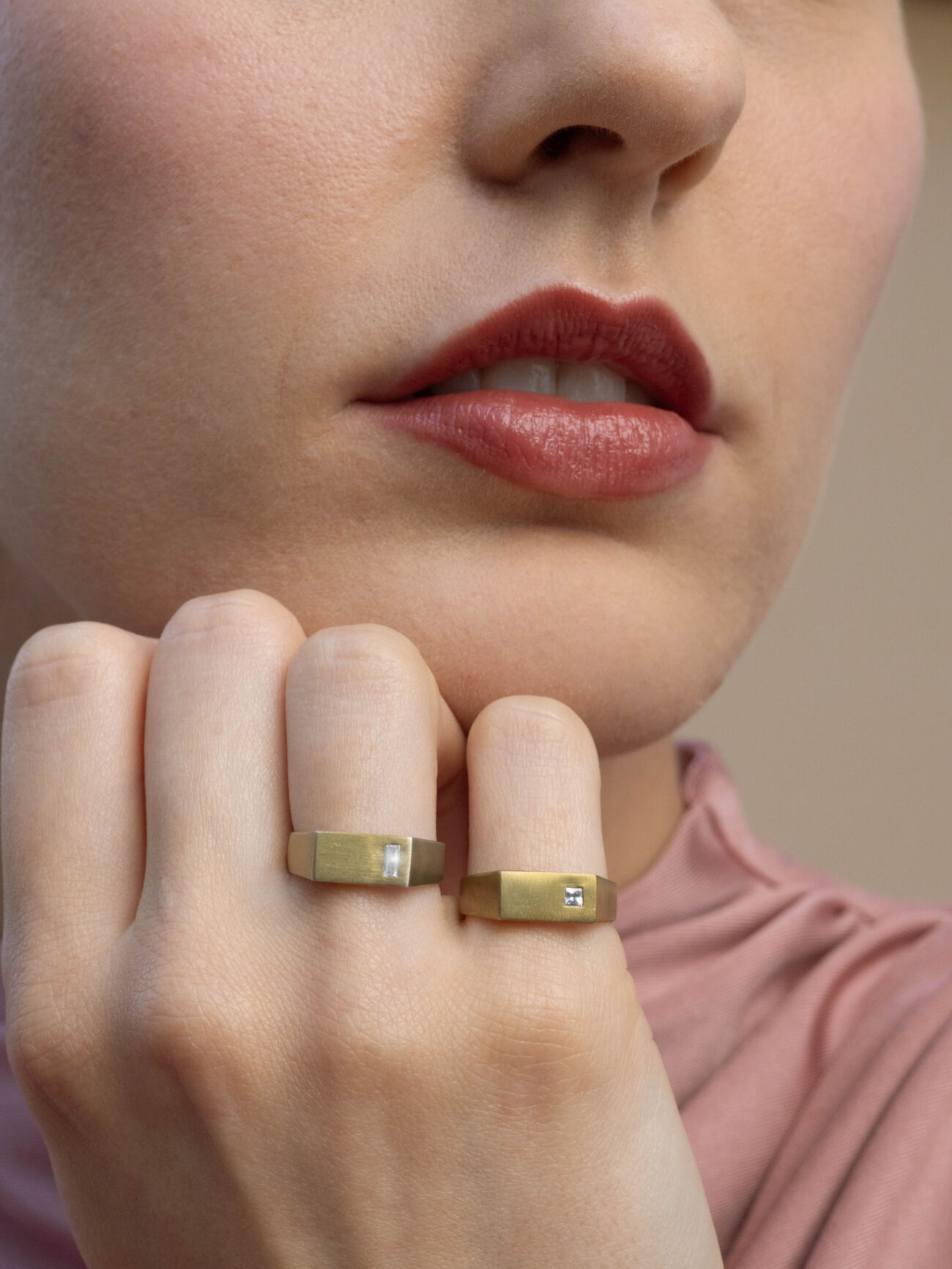 Elisa lee shifted shifted baguette and princess diamond ring