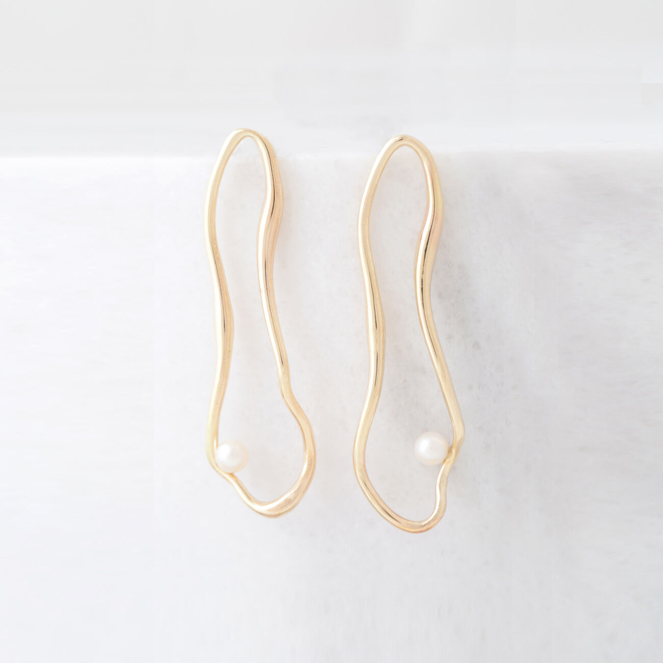 Aqua large earrings pearl